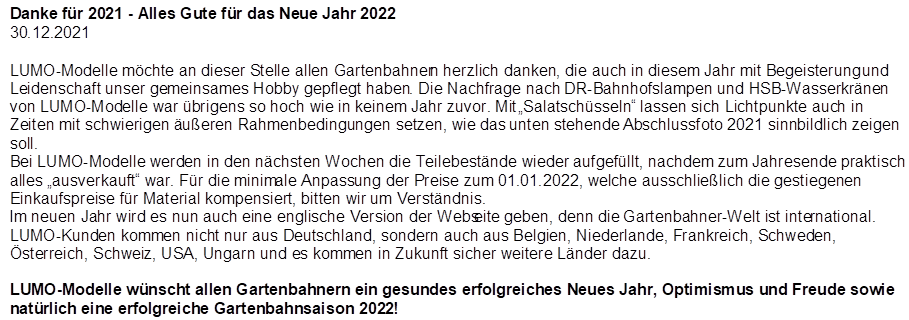 Danke f�r 2021 - Alles Gute f�r das Neue Jahr 2022
30.12.2021

